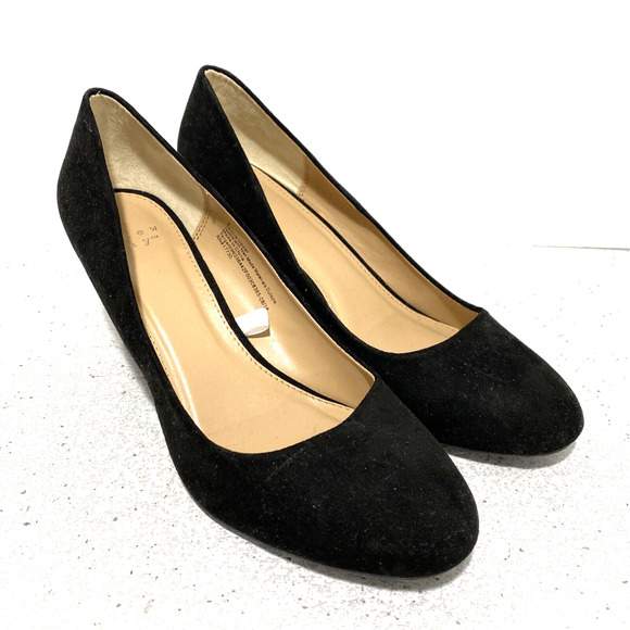 A New Day black faux suede wedge heel pumps career shoes US size 8M classic look - Picture 7 of 10